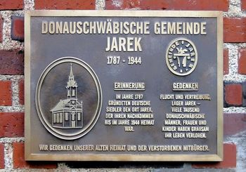The Jarek Commemorative Plaque at the Danube Swabian riverside in Ulm by the Danube (which was inaugurated in July 2010).